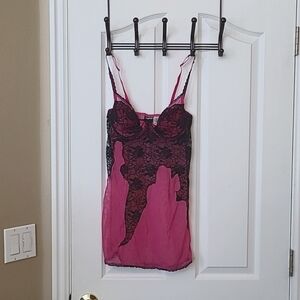 Fredrick's of Hollywood Hot pink and black chemise
